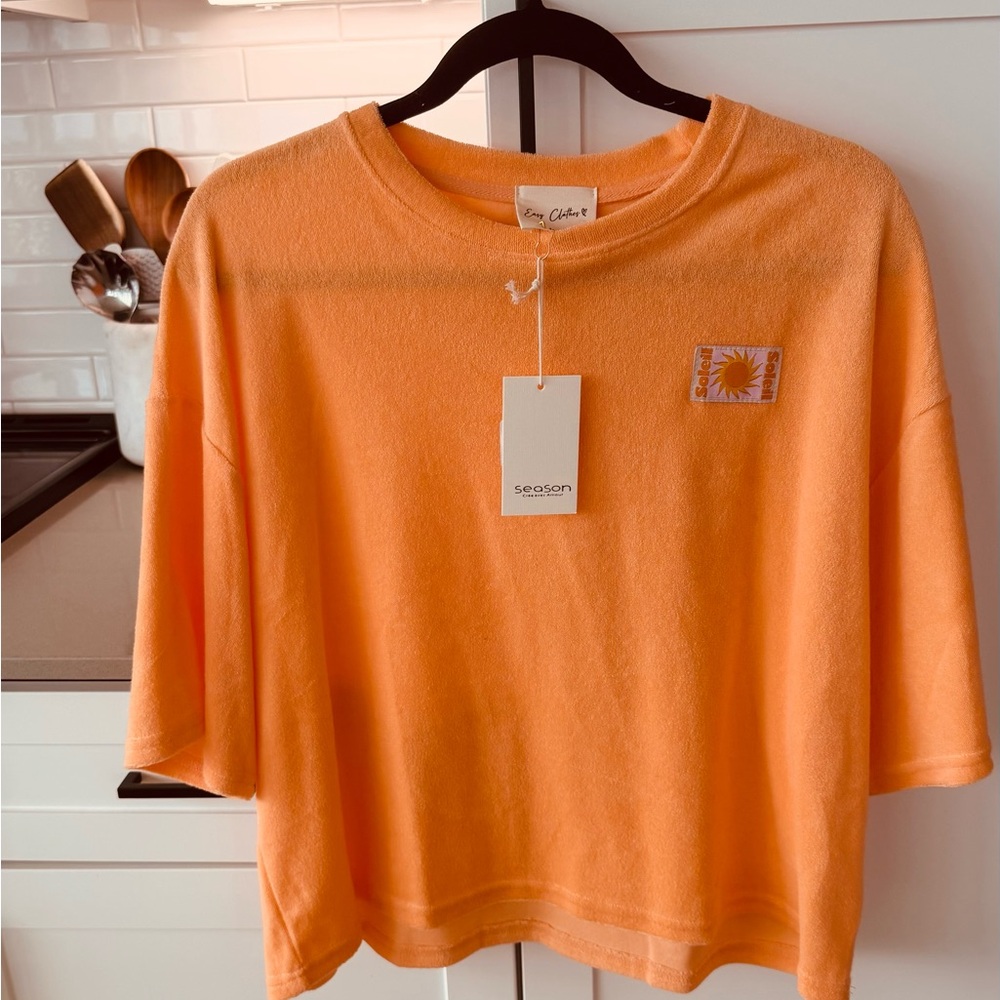 Easy Clothes terry top tangerine size M L NWT casual and so cute!